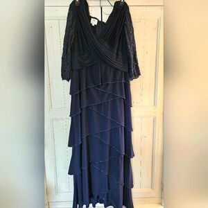 Patra Floor Length Beaded Navy Dress Sz 16